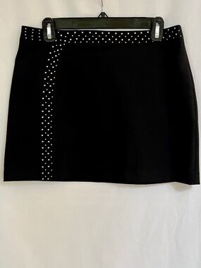 Express Stretch Silver Stud Detail Mini Skirt Black Size 7/8